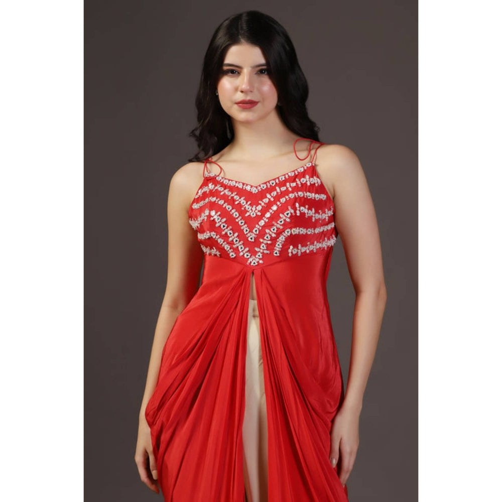 "Two Sisters" by Gyans Red Kurta With Palazzo