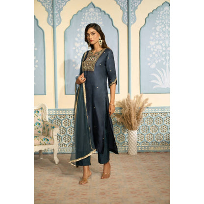 "Two Sisters" by Gyans Embroidered Navy Kurta Set