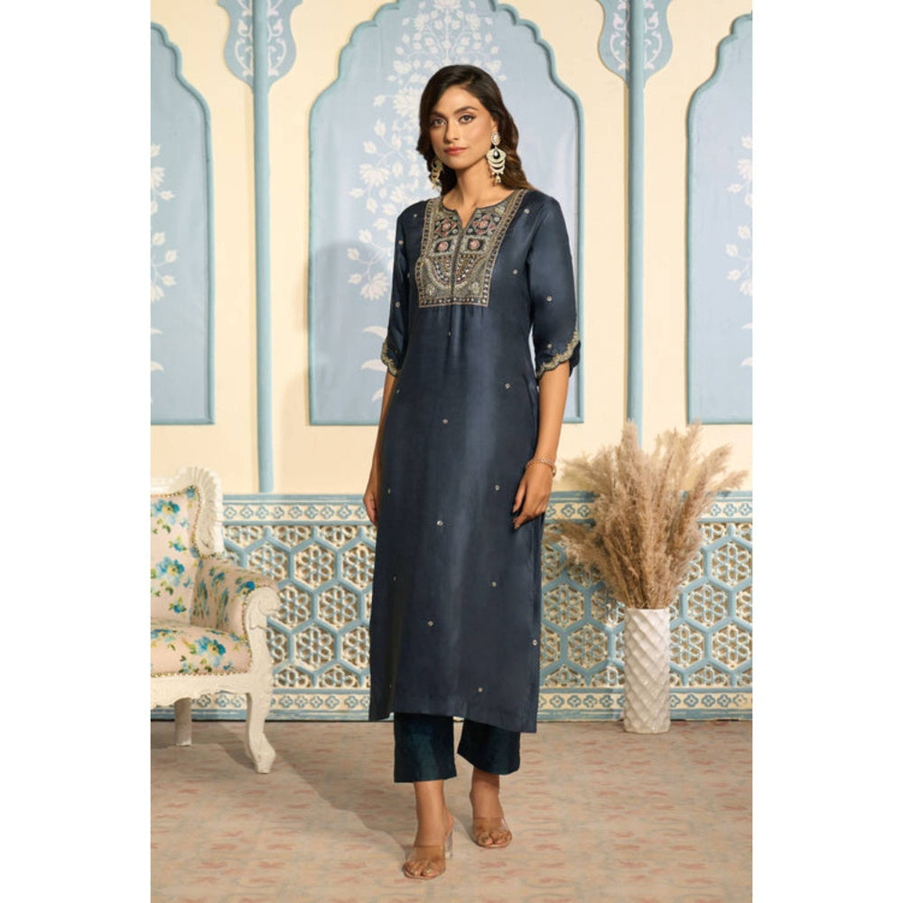 "Two Sisters" by Gyans Embroidered Navy Kurta Set