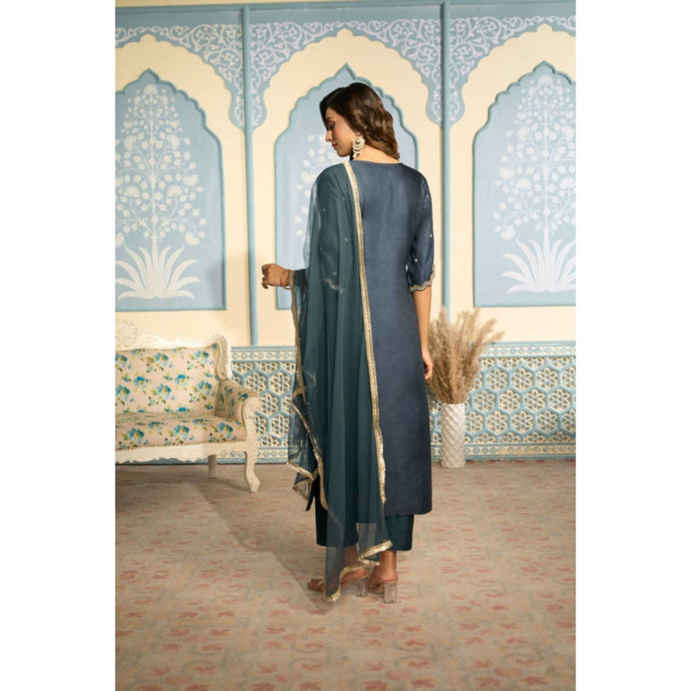 "Two Sisters" by Gyans Embroidered Navy Kurta Set