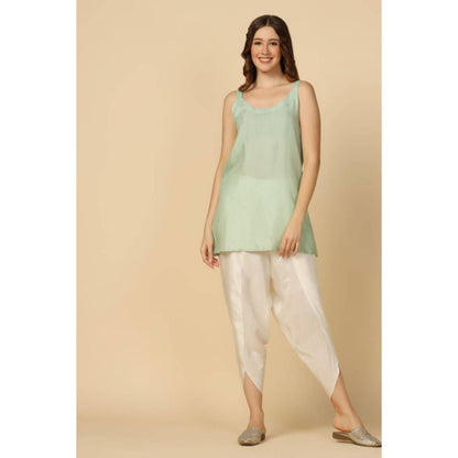 "Two Sisters" by Gyans Women Blue Satin Embroidered Kurta with Dhoti