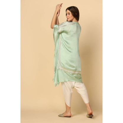 "Two Sisters" by Gyans Women Blue Satin Embroidered Kurta with Dhoti