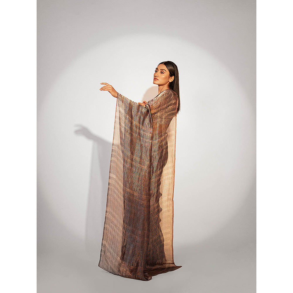 UNALLUME BY NISHA Handwoven Cocktail Affair Saree with Unstitched Blouse - Metallic