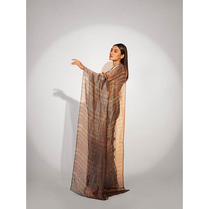 UNALLUME BY NISHA Handwoven Cocktail Affair Saree with Unstitched Blouse - Metallic