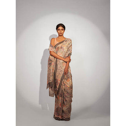 UNALLUME BY NISHA Ethereal Bloom Silk Saree with Unstitched Blouse - Multi-Color