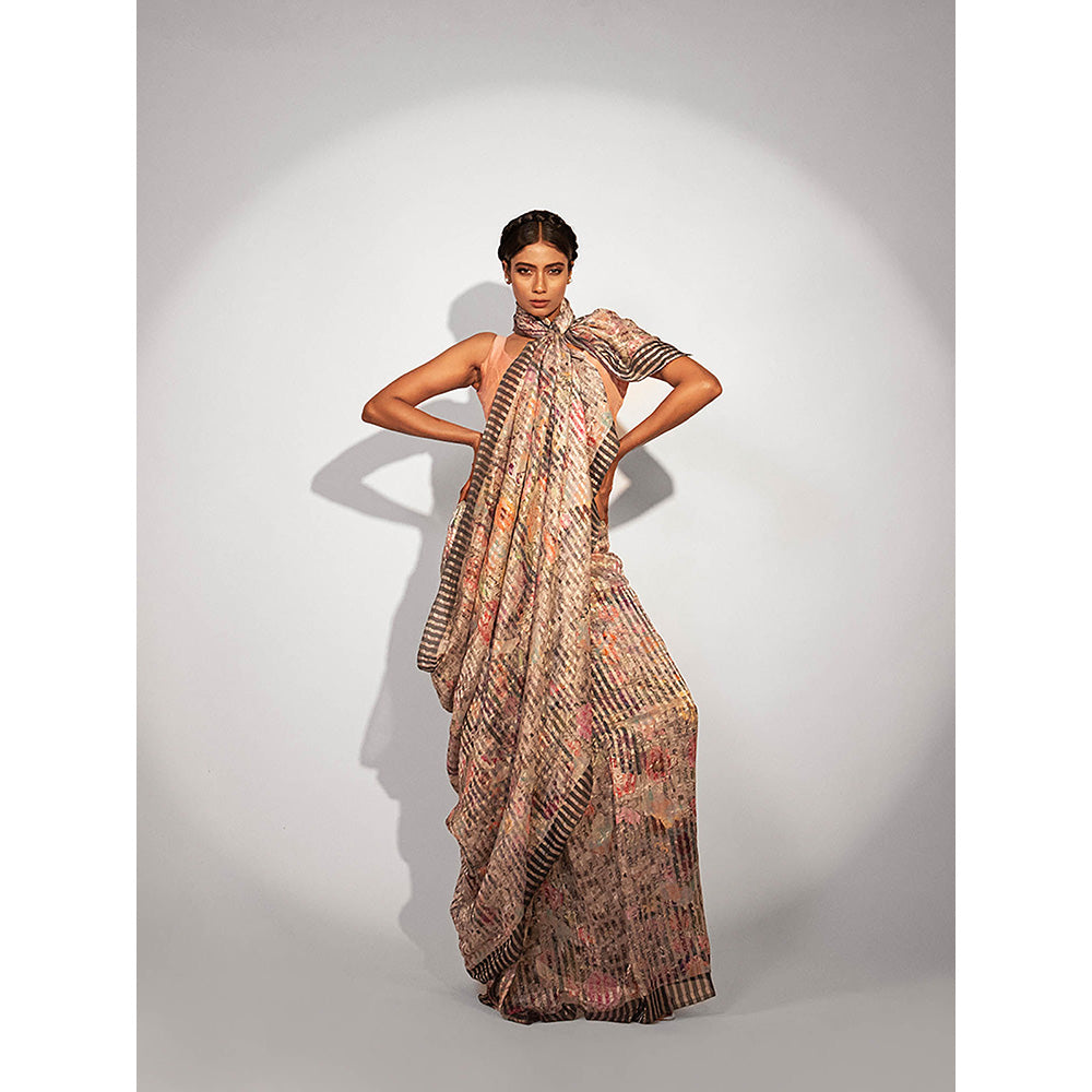UNALLUME BY NISHA Ethereal Bloom Silk Saree with Unstitched Blouse - Multi-Color