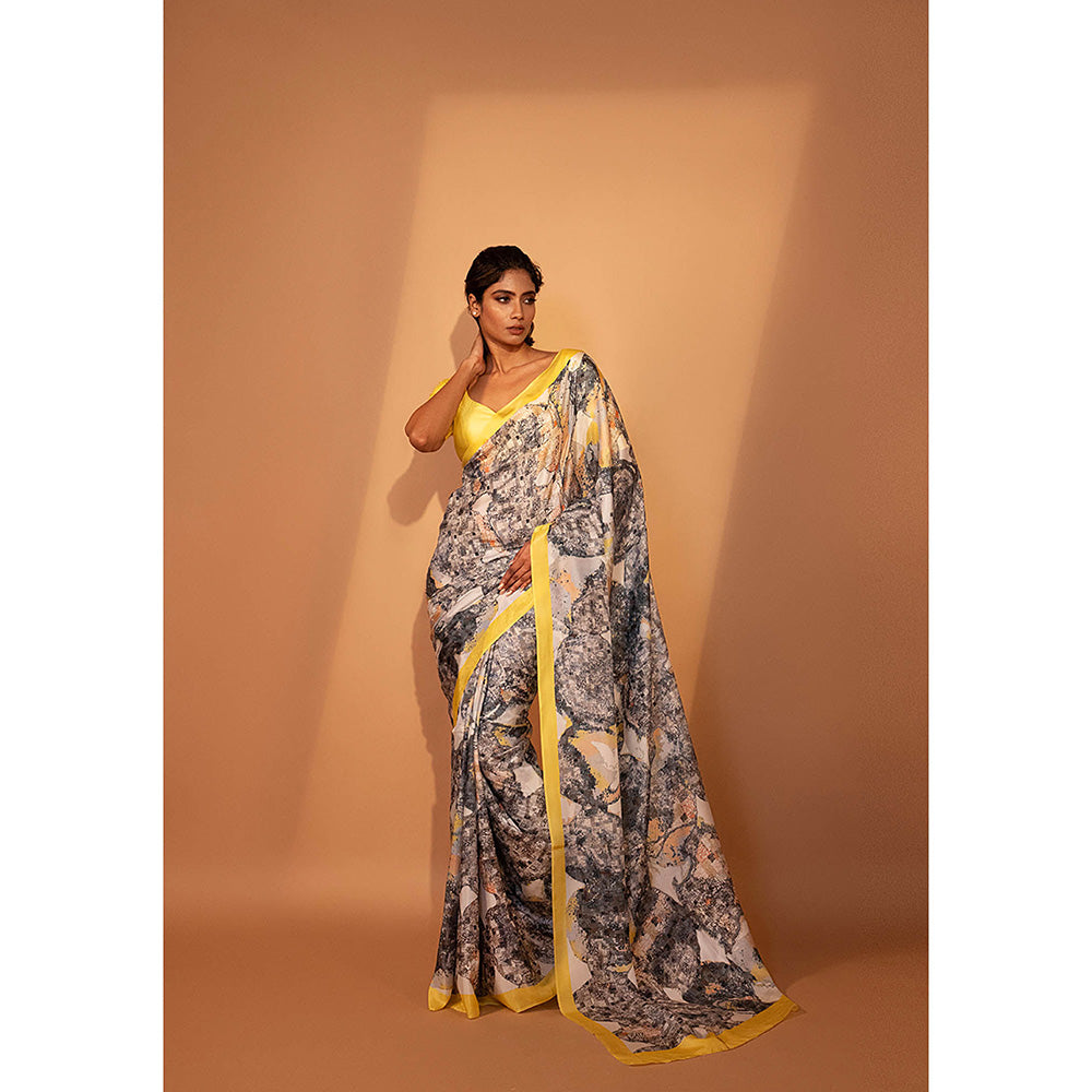 UNALLUME BY NISHA Urban Chic Amber Silk Saree with Unstitched Blouse - Multi-Color