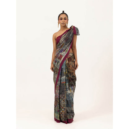 UNALLUME BY NISHA Silk Saree with Unstitched Blouse - Multi-Color