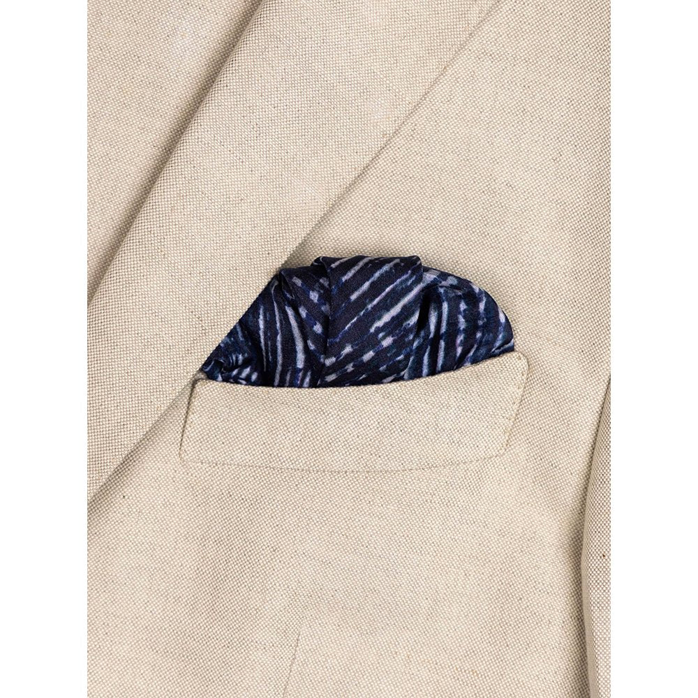 UNALLUME BY NISHA Navy Blue Printed Pocket Square