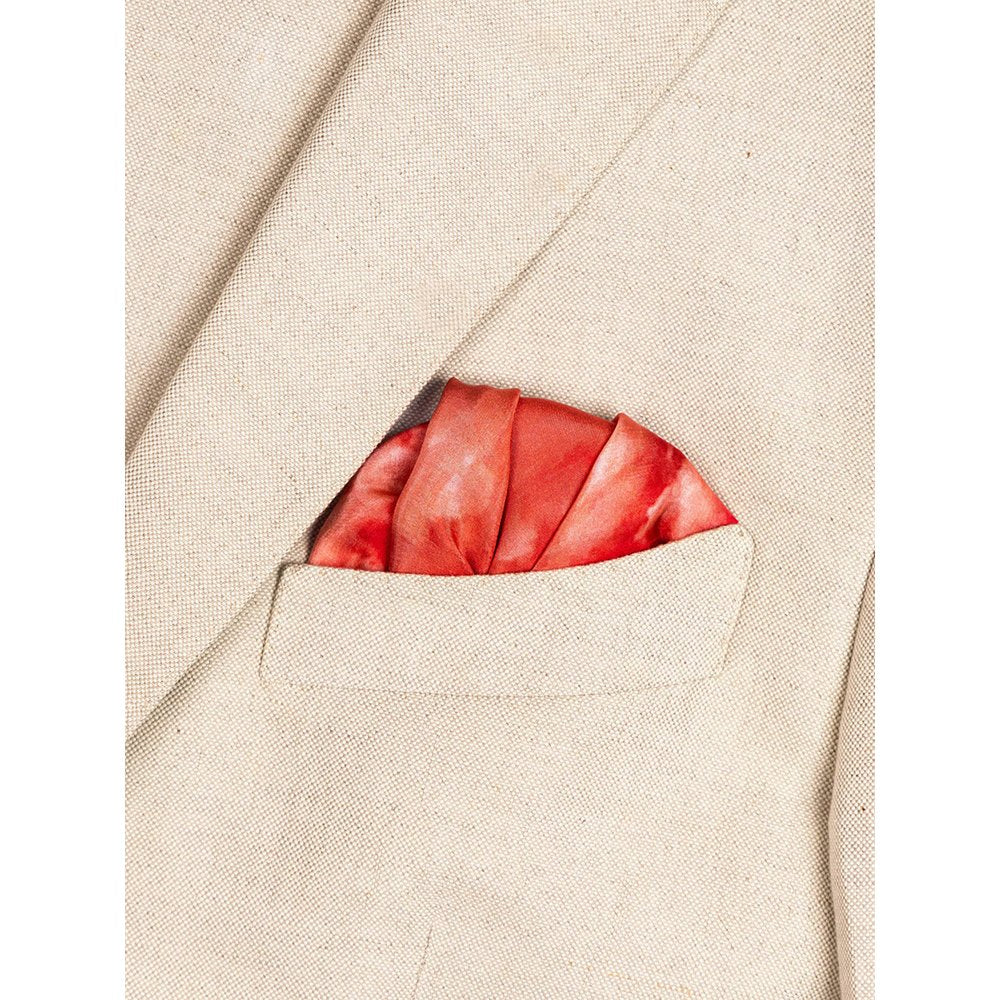 UNALLUME BY NISHA Orange Tie & Dye Pocket Square