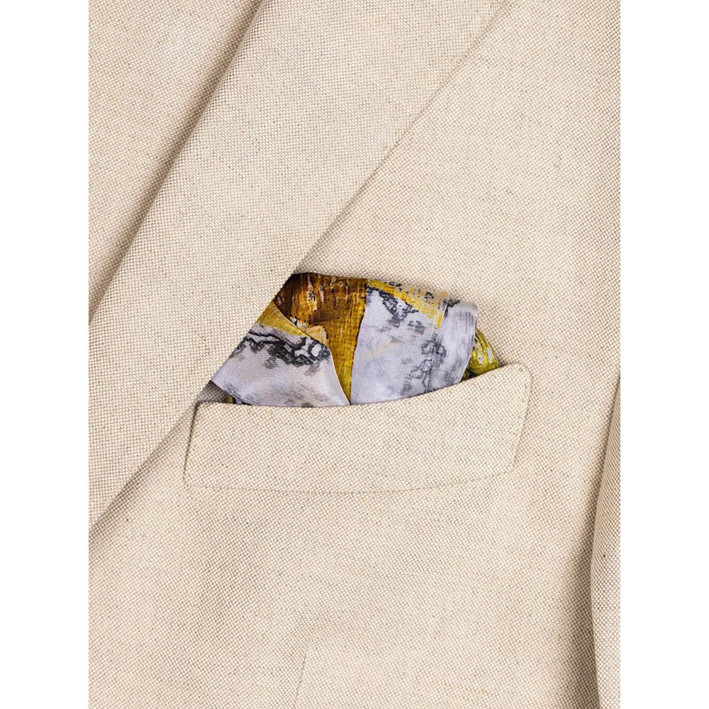 UNALLUME BY NISHA Yellow Printed Pocket Square