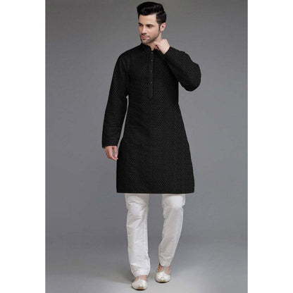 UTSAV FASHION Embroidered Georgette Black Kurta with Pant