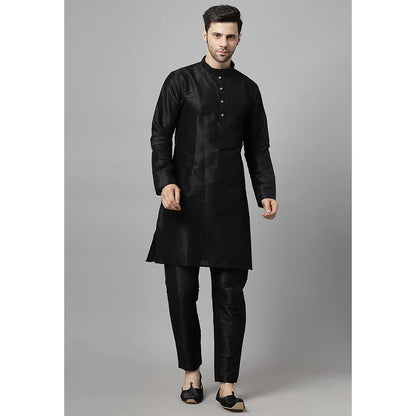 UTSAV FASHION Men Purple Embroidered Dupion Silk Kurta and Pant with Jacket