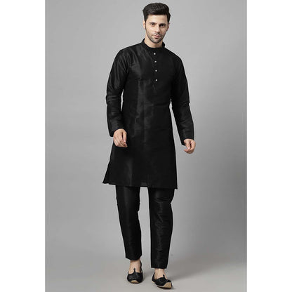 UTSAV FASHION Men Green Embroidered Dupion Silk Kurta and Pant with Jacket