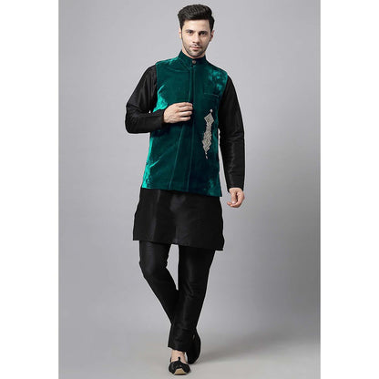 UTSAV FASHION Turquoise Straight Kurta and Pant with Nehru jacket