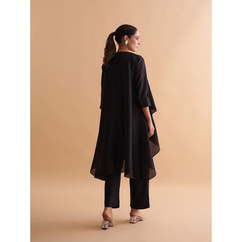 Vaaya The Waterfall Ensemble Jacket with Top and Pant - Black (Set of 3)