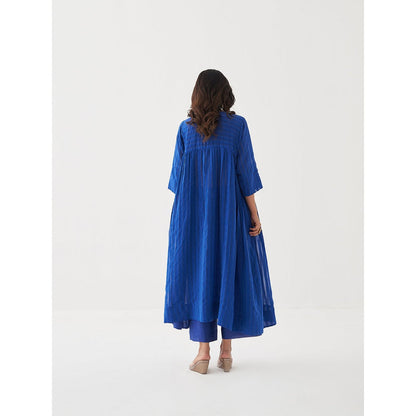 Vaaya Blue Pure Silk Chander Kurta with Pant (Set of 2)