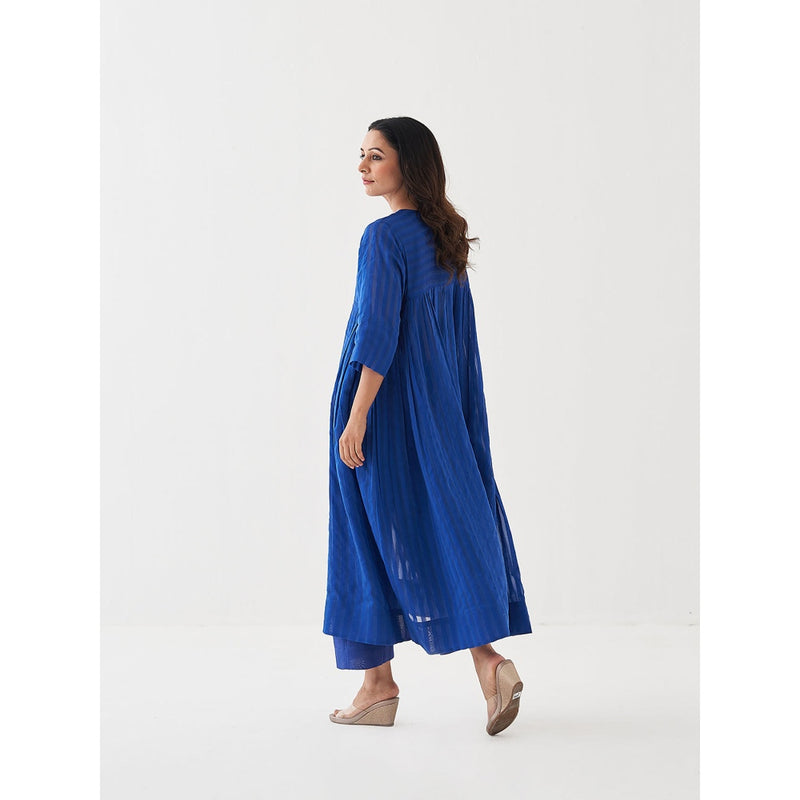 Vaaya Blue Pure Silk Chander Kurta with Pant (Set of 2)