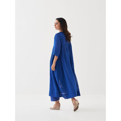 Vaaya Blue Pure Silk Chander Kurta with Pant (Set of 2)