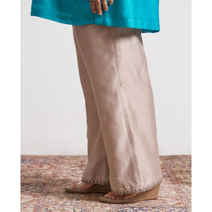 Vaaya Grey Silk Chanderi Pants with Handwork