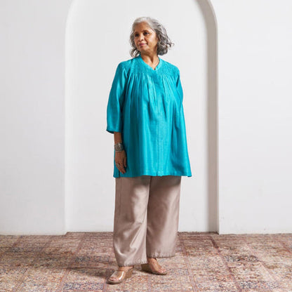 Vaaya Grey Silk Chanderi Pants with Handwork