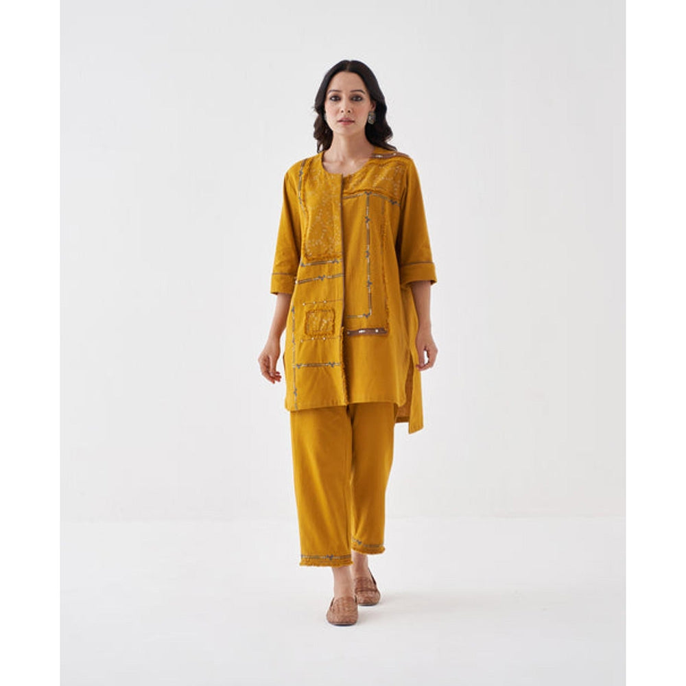 Vaaya Sun Yellow Handwoven Cotton with Handwork Co-Ord Set