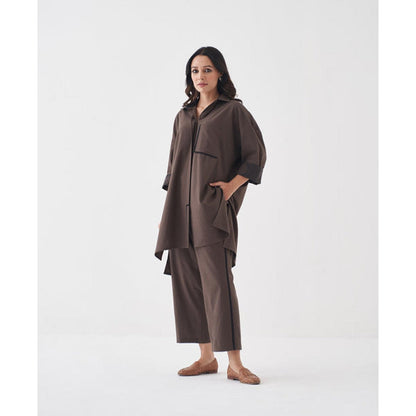 Vaaya Ash Brown and Black Anti-Fit Handwoven Cotton Co-Ord Set