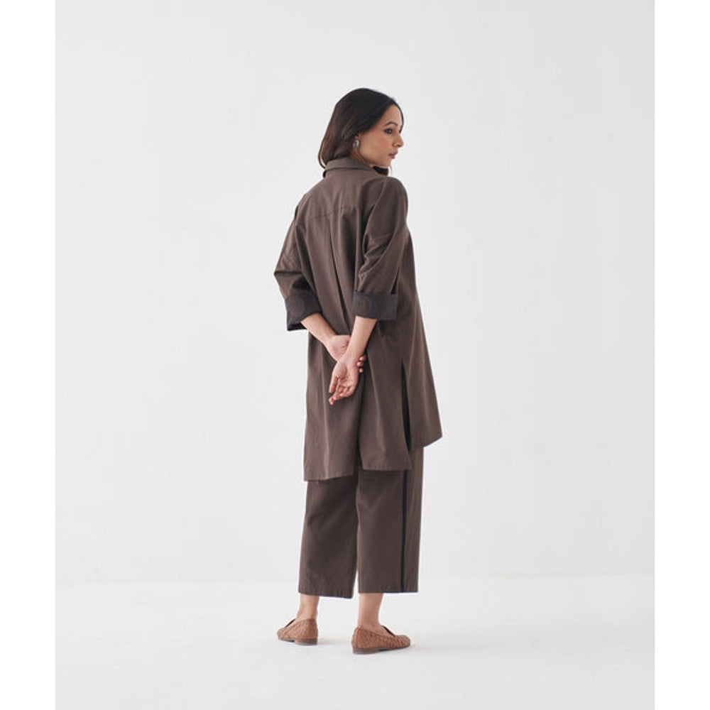 Vaaya Ash Brown and Black Anti-Fit Handwoven Cotton Co-Ord Set