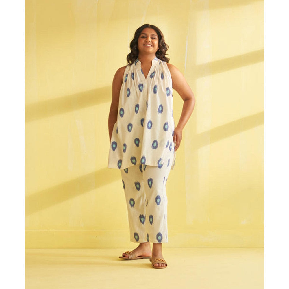 Vaaya Dotty Blue Handwoven Cotton Co-Ord Set