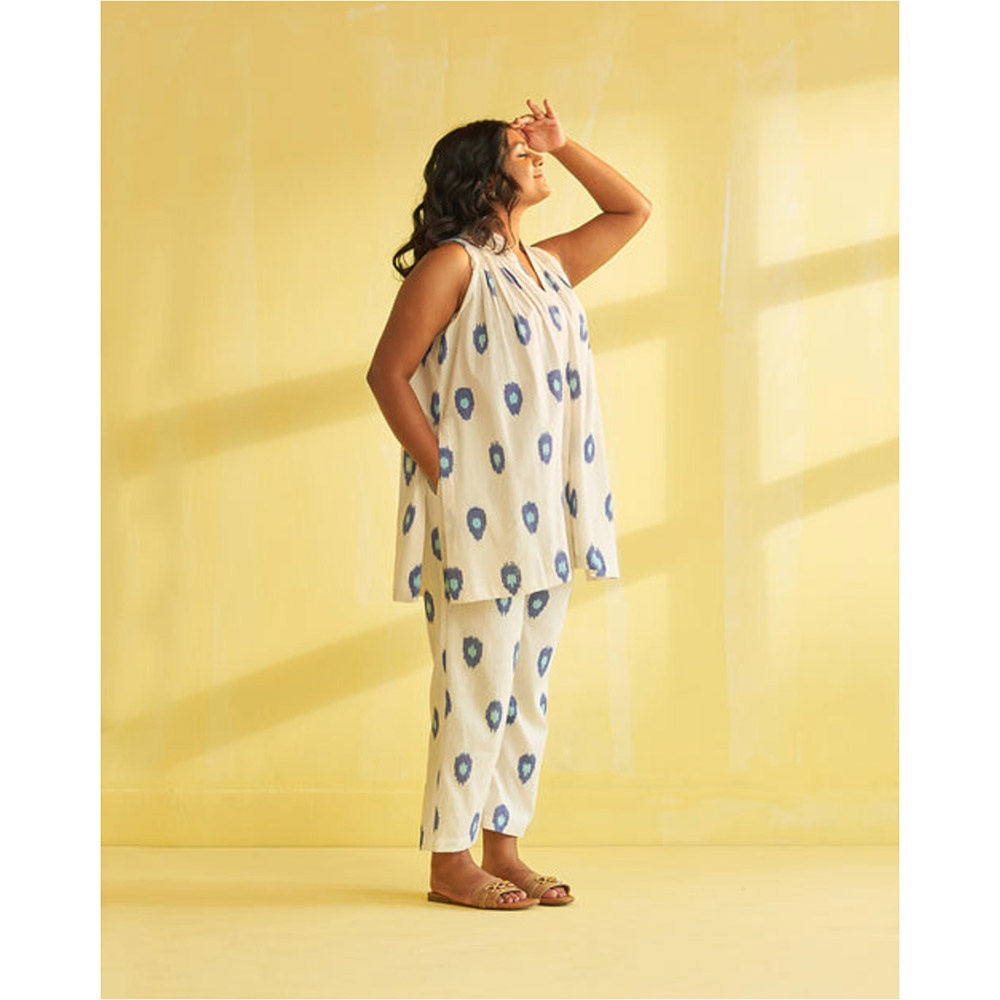 Vaaya Dotty Blue Handwoven Cotton Co-Ord Set