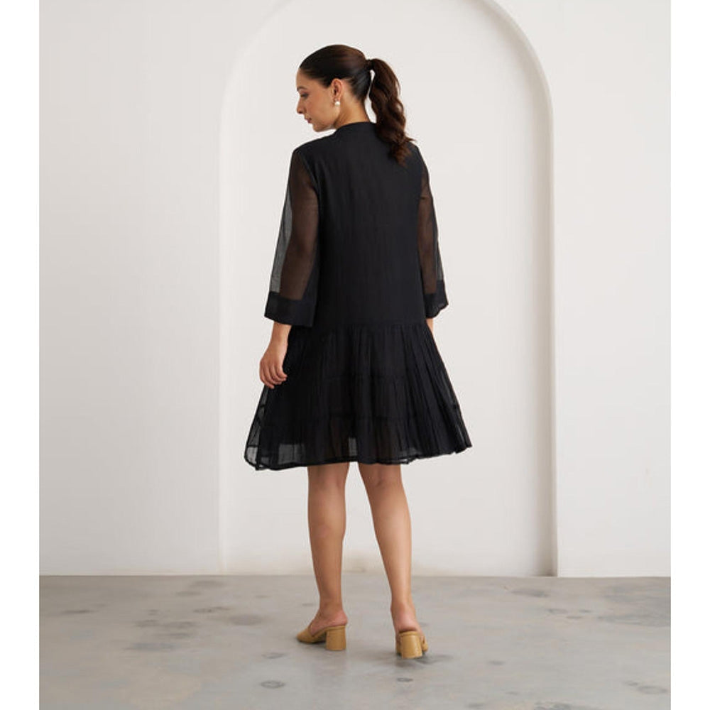 Vaaya The Twilight Black Mul Chanderi Mini Dress