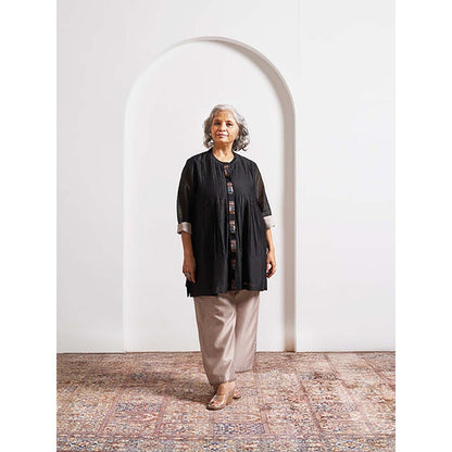Vaaya Ink Black Silk Chanderi Top