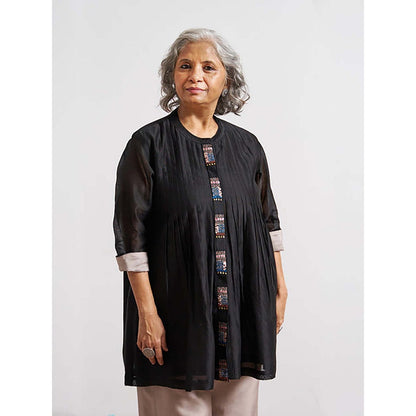 Vaaya Ink Black Silk Chanderi Top