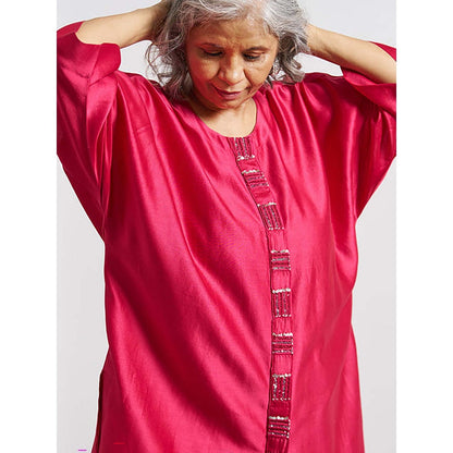Vaaya Candy Red Silk Chanderi Anti-Fit Top