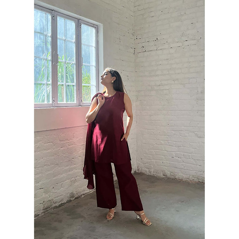 Vaaya The Waterfall Ensemble -Burgundy Shrug