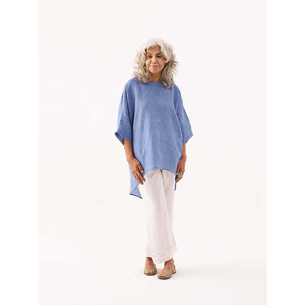 Vaaya Denim Blue Pure Linen Anti-Fit Top