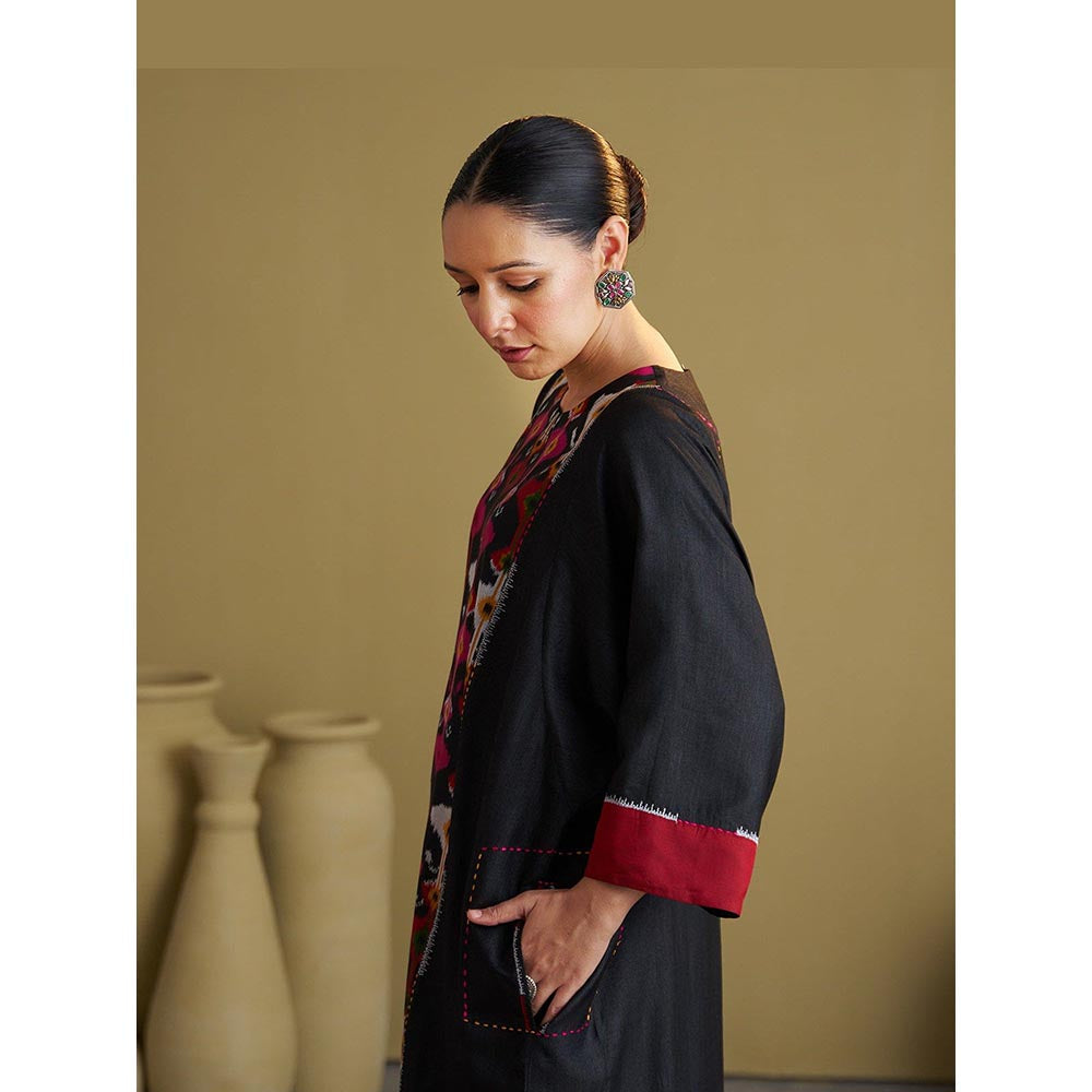 Vaaya The Black Jewel Silk Cotton and Silk Ikat Kurta and Palazzo Set