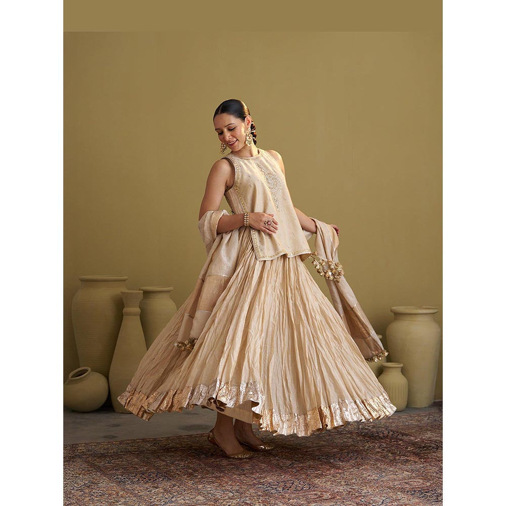 Vaaya The Gold Silk Tissue Top with Handwork