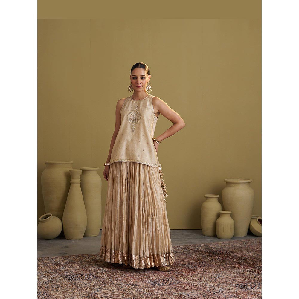 Vaaya The Gold Silk Tissue Top with Handwork