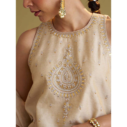 Vaaya The Gold Silk Tissue Top with Handwork