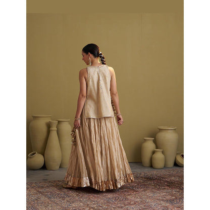Vaaya The Gold Silk Tissue Top with Handwork