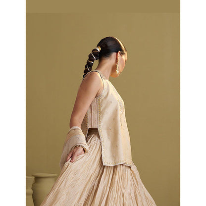 Vaaya The Gold Silk Tissue Top with Handwork