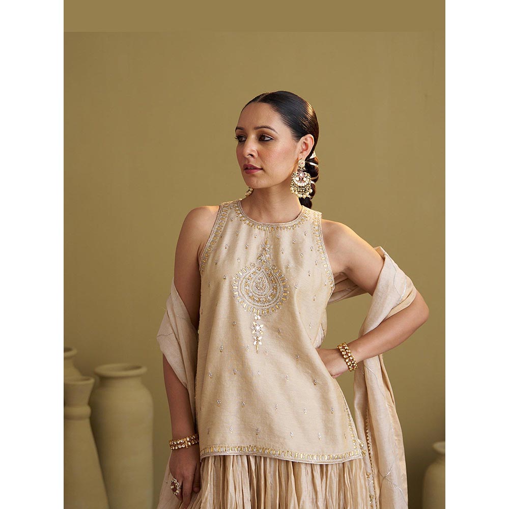 Vaaya The Gold Silk Tissue Top with Handwork