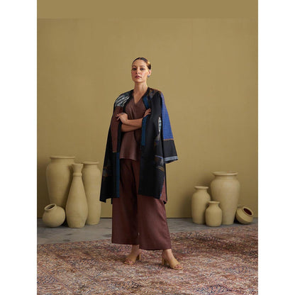 Vaaya Brown Silk Cotton Kurta and Palazzo Set