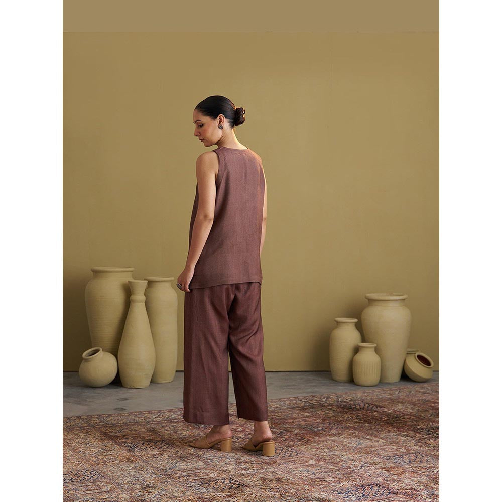 Vaaya Brown Silk Cotton Kurta and Palazzo Set