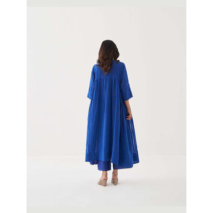 Vaaya Sapphire Blue Silk Chanderi Ensemble Handwork Kurta with Pant