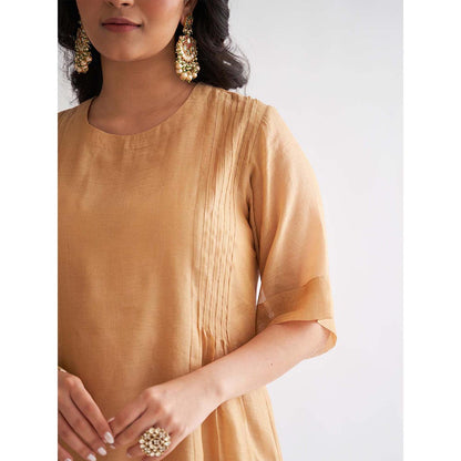 Vaaya The Gold Silk Tissue Chanderi Ensemble Kurta with Pant