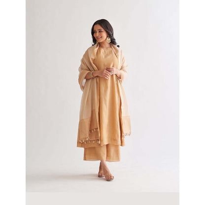 Vaaya The Gold Silk Tissue Chanderi Ensemble Kurta with Pant