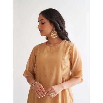 Vaaya The Gold Silk Tissue Chanderi Ensemble Kurta with Pant