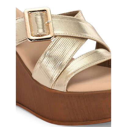 Valentino Women Premium Gold Wedges
